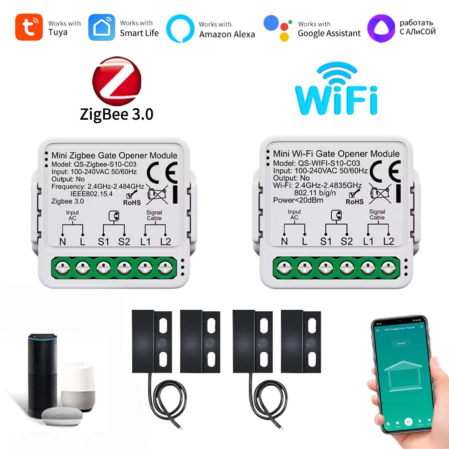 Smart Home Voice Assistant - Tuya WIFI/zigbee 3.0 Smart Garage Door