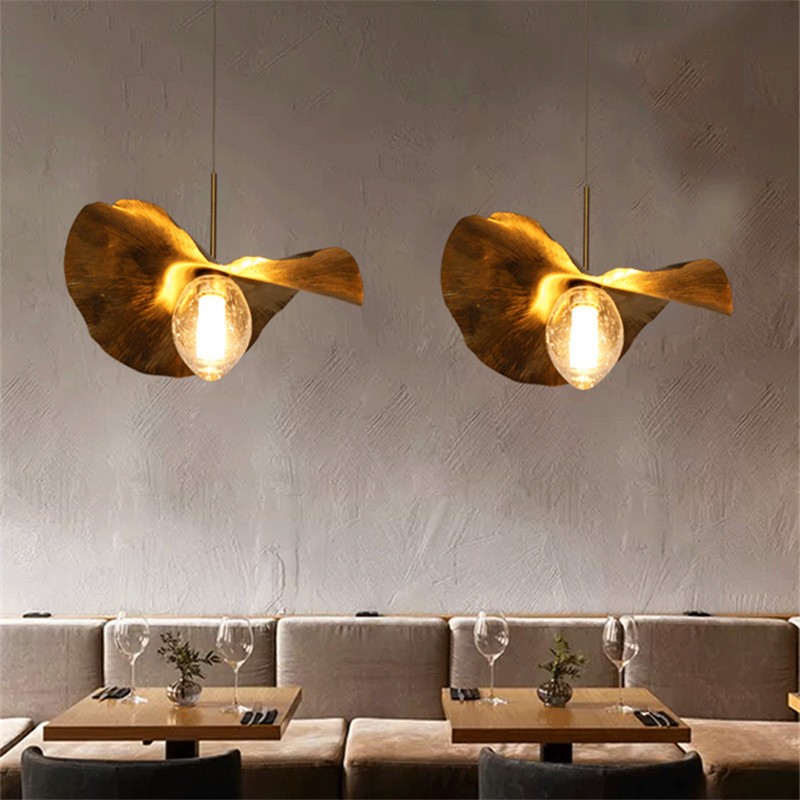 Smart Home Kitchen - Lotus Leaf pendant light Hammered brass