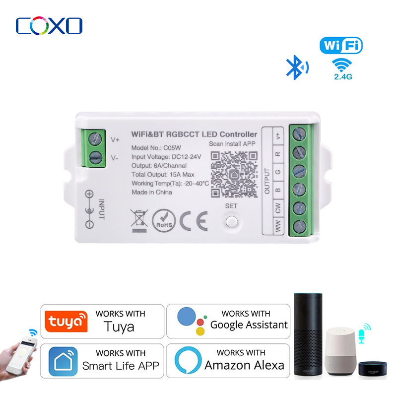 Smart Home Voice Assistant - DC12V-24V WiFi LED Controller Tuya Alexa
