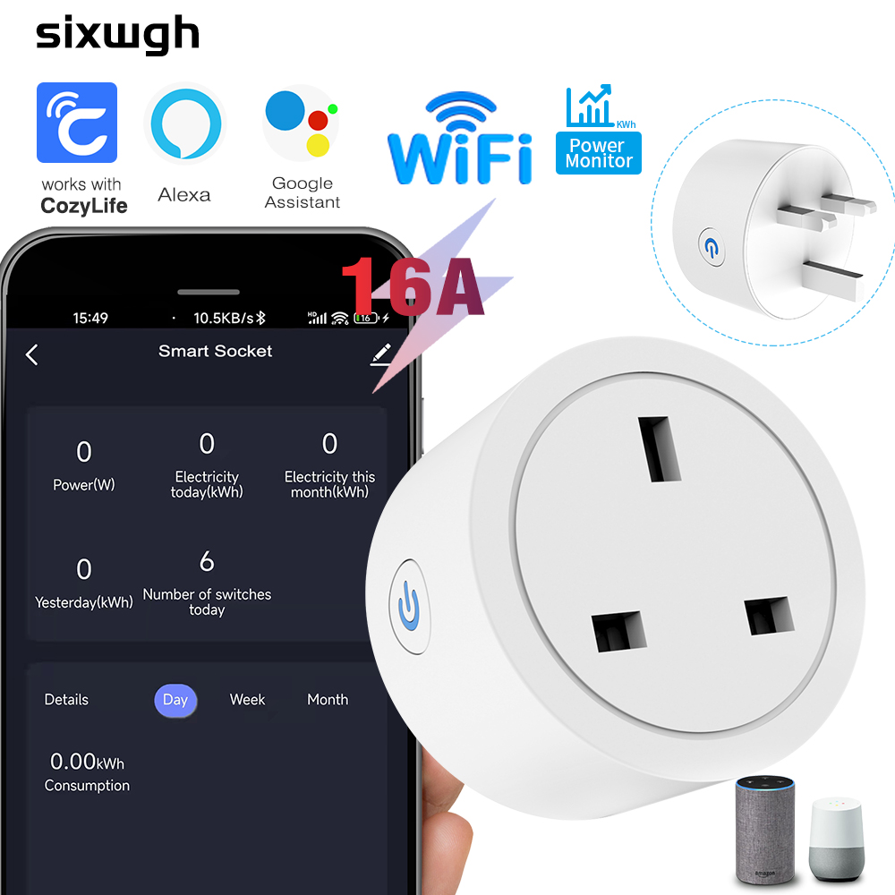 Smart Home Voice Assistant - WiFi Smart Socket 16A UK Plug