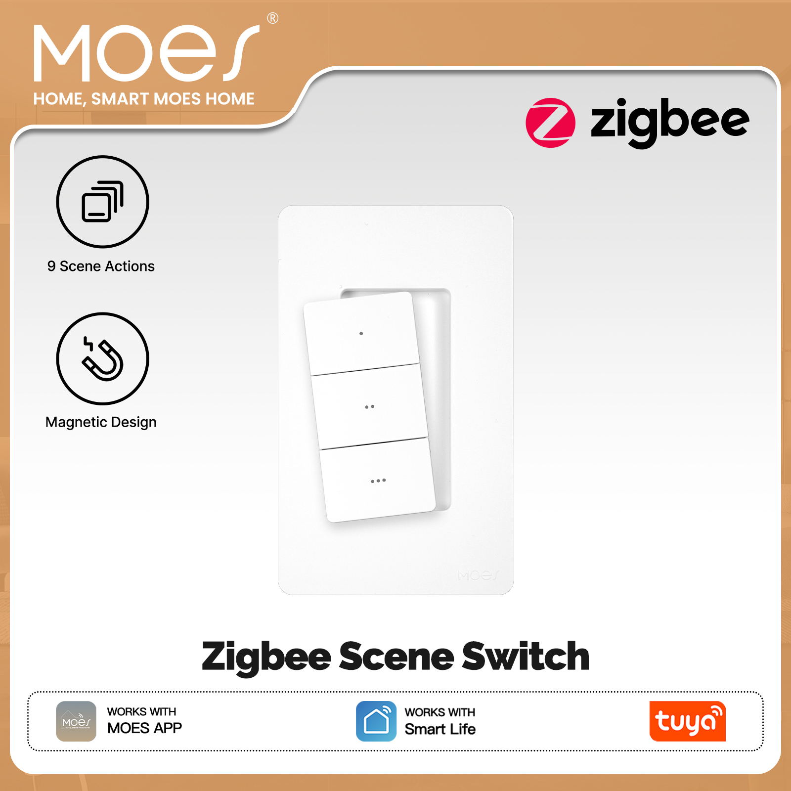 Smart Light Switch - MOES Tuya Zigbee Smart Wireless Scene