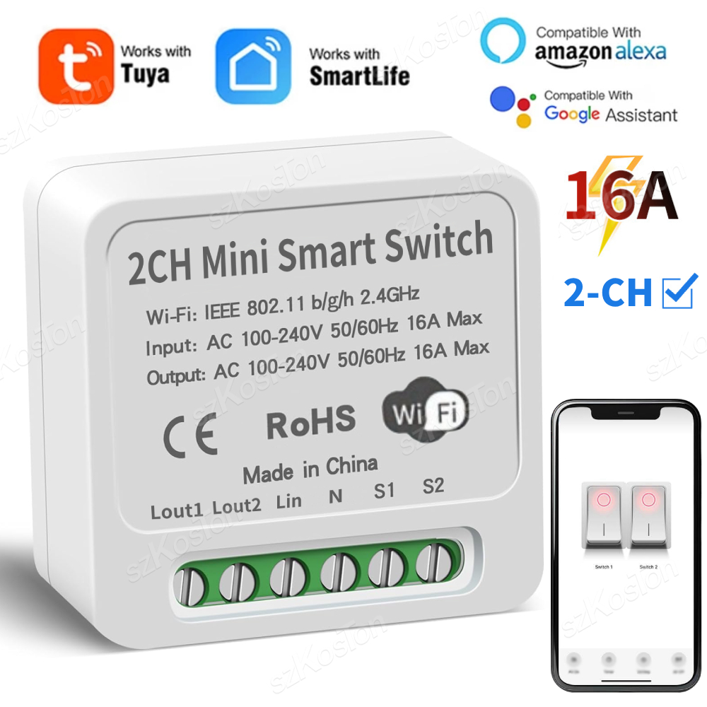Smart Light Switch - 16A Tuya WiFi Smart Switch Module