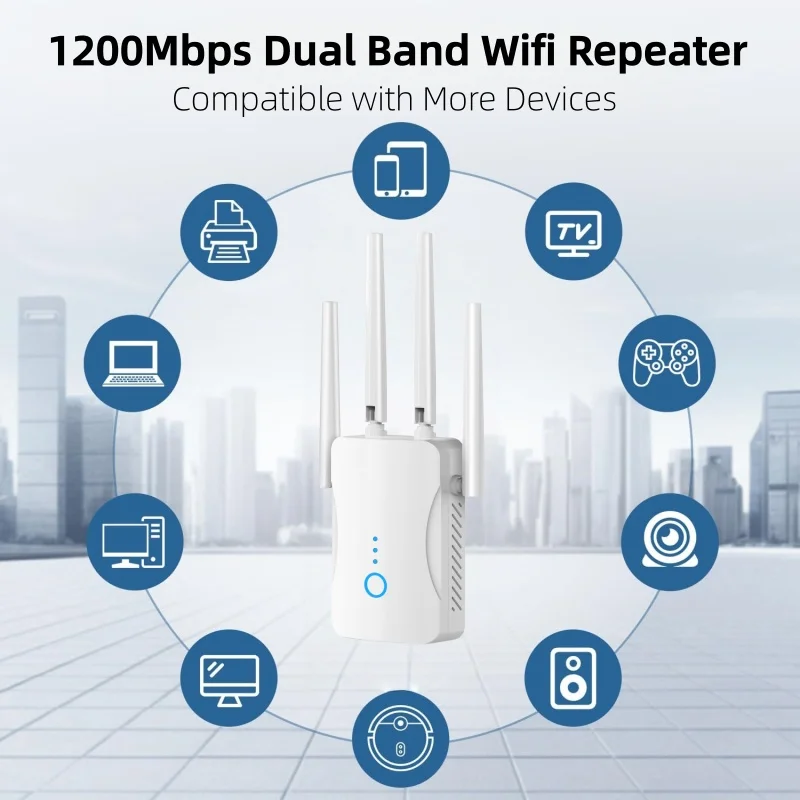 Smart Home Network - 1200Mbps Dual Band WiFi Repeater Wireless