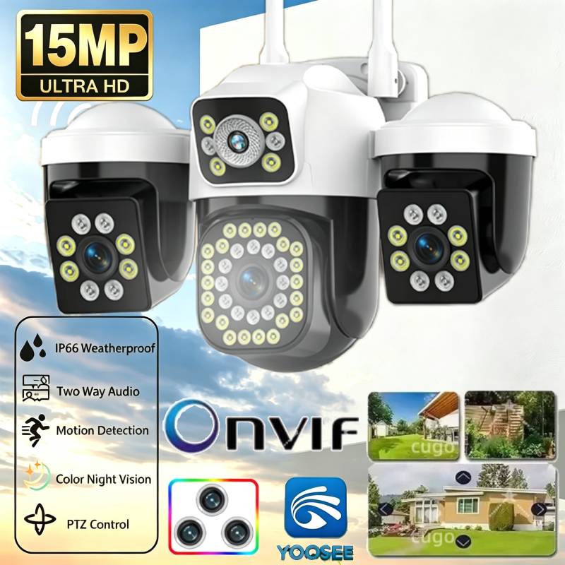 Smart Home Kamera Outdoor - 15MP Triple Lenses Triple Screens PTZ