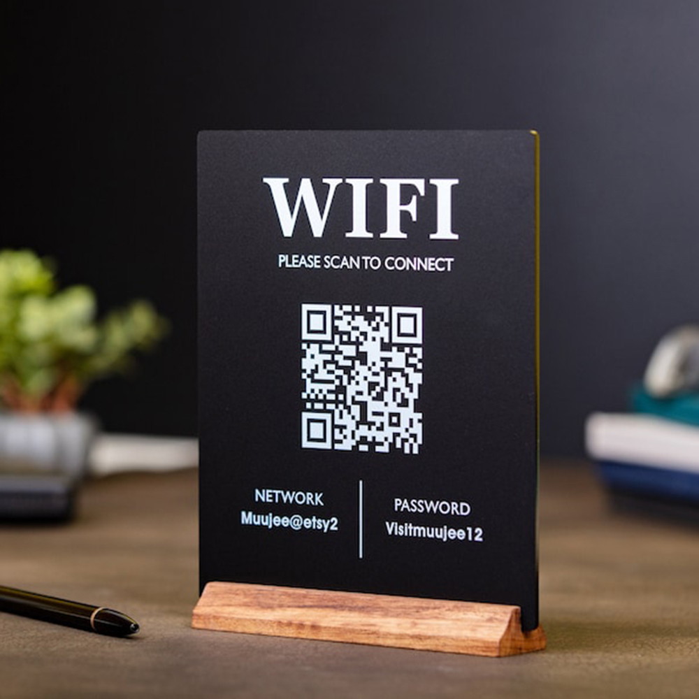Custom WiFi QR Code Acrylic Ta - Airbnb Smart Home review and price
