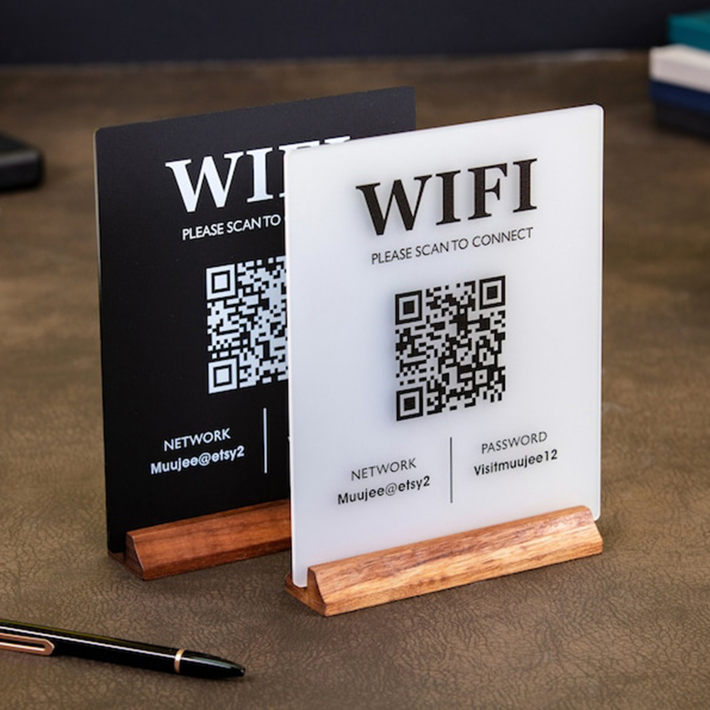 Custom WiFi QR Code Acrylic Ta - Airbnb Smart Home review and price